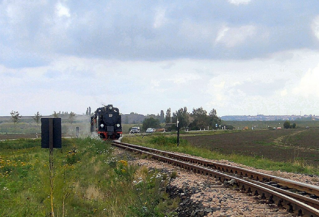 Dampfzug bei Siersleben, Oktober 2005