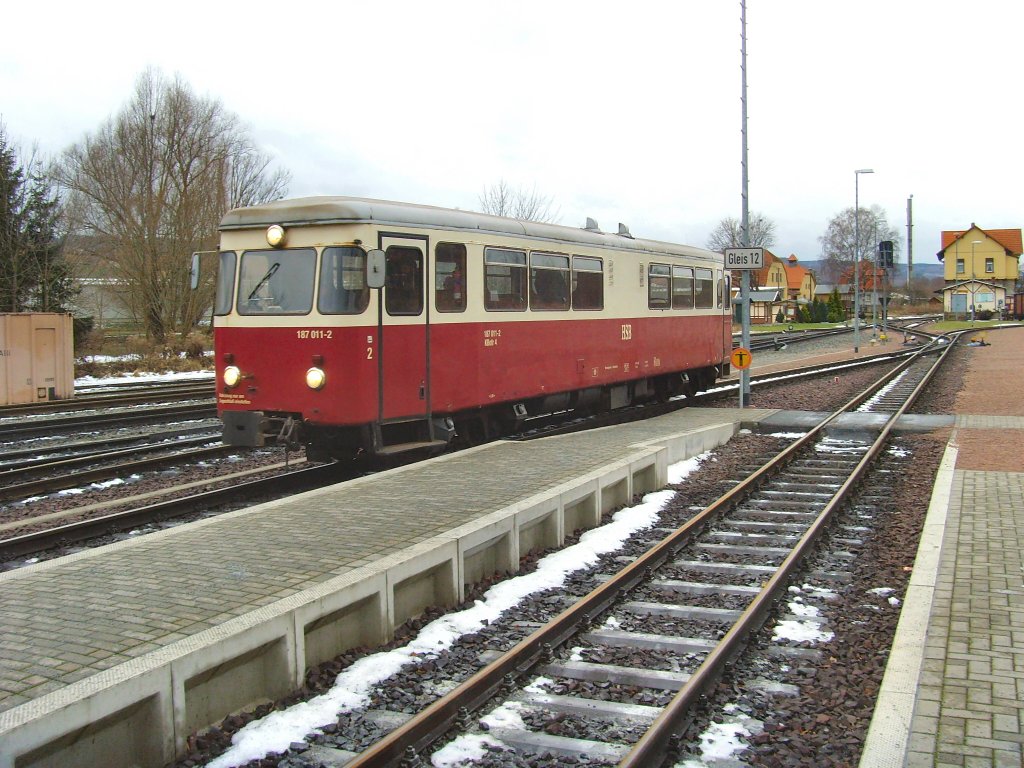 Der triebwagen hat Gernrode erreicht, Dezember 2009
