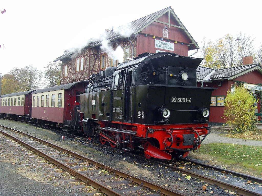 Selketalbahn-Dampfzug in Harzgerode, Oktober 2010