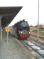 dampfzug nach gernrode (und weiter Hasselfelde) im Bahnhof Quedlinburg, Dezember 2009